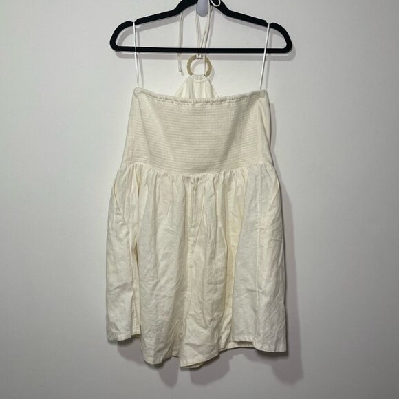 Old Navy women's white linen blend O ring halter summer beach romper in size XXL - Picture 9 of 10